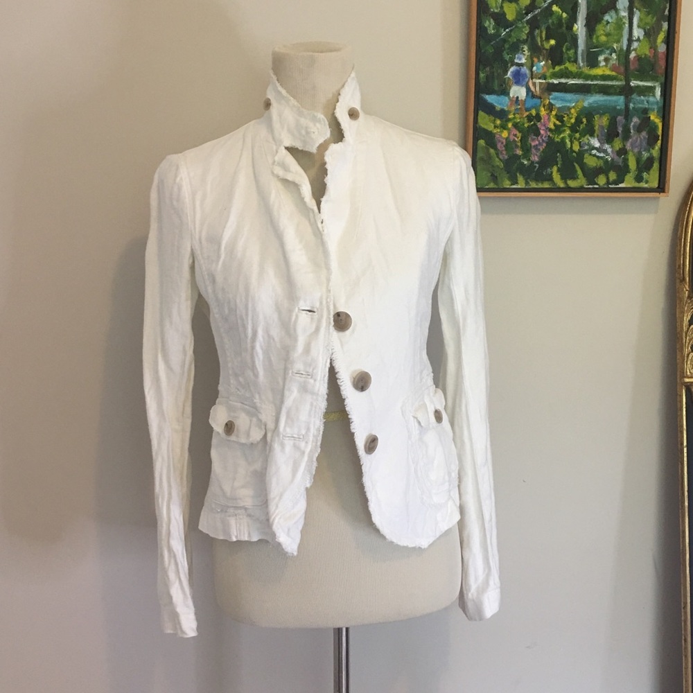 JCrew White Linen Blazer XS
